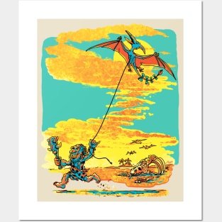 Go Fly a Kite Prehistoric Caveman Posters and Art